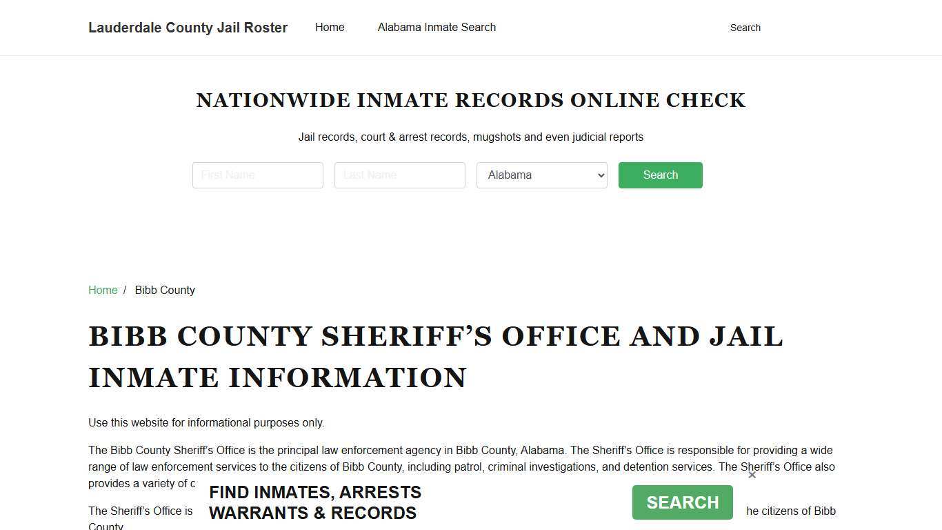 Bibb County Sheriff, AL, Jail Inmate Search, Recent Arrests